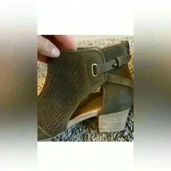 EARTH open-toe shootie brown leather ankle bootie sixe 9w - Picture 9 of 10